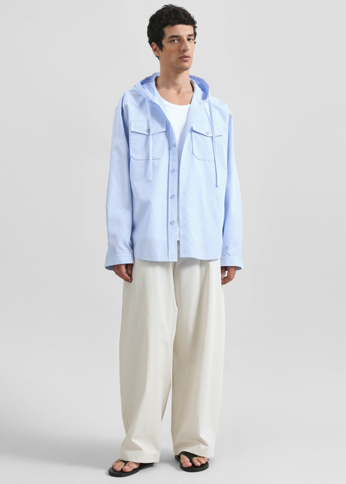 Lars Hooded Striped Jacket - Blue/White Stripe