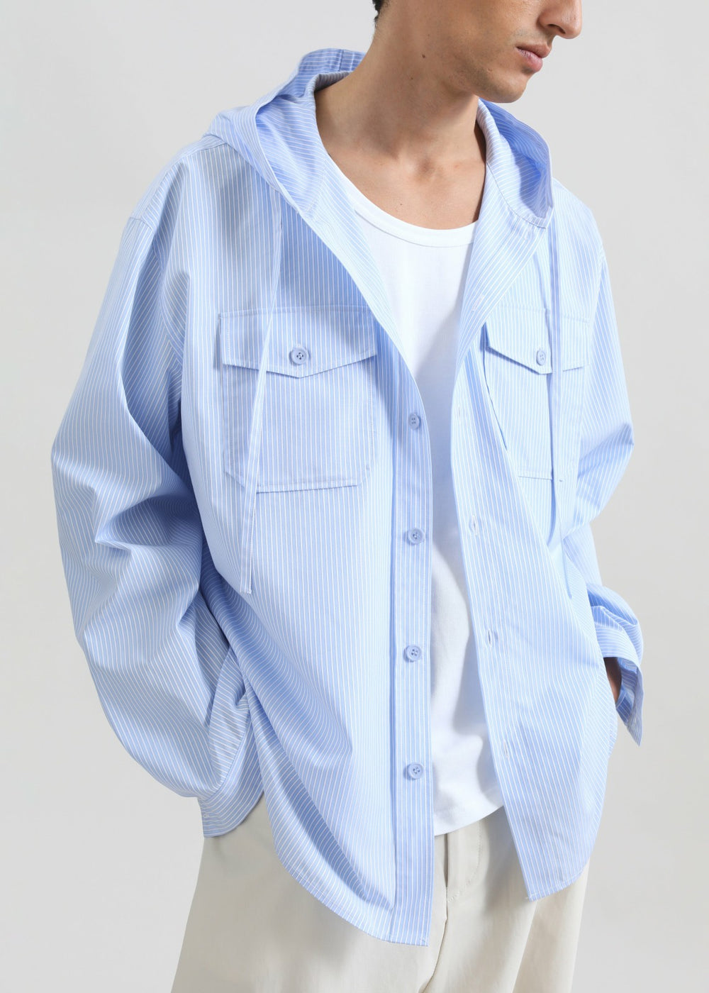 Lars Hooded Striped Jacket - Blue/White Stripe