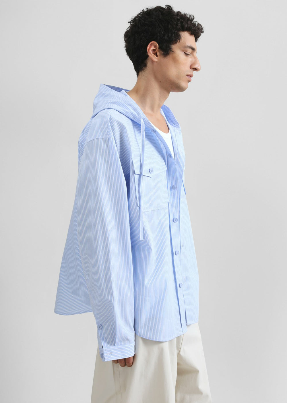 Lars Hooded Striped Jacket - Blue/White Stripe