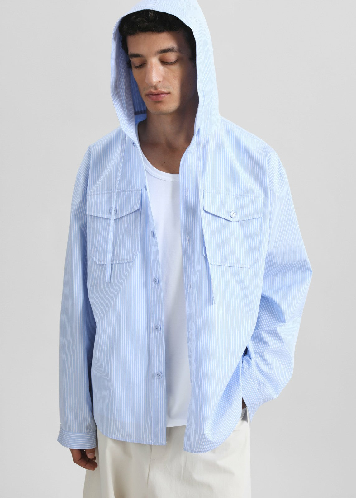 Lars Hooded Striped Jacket - Blue/White Stripe