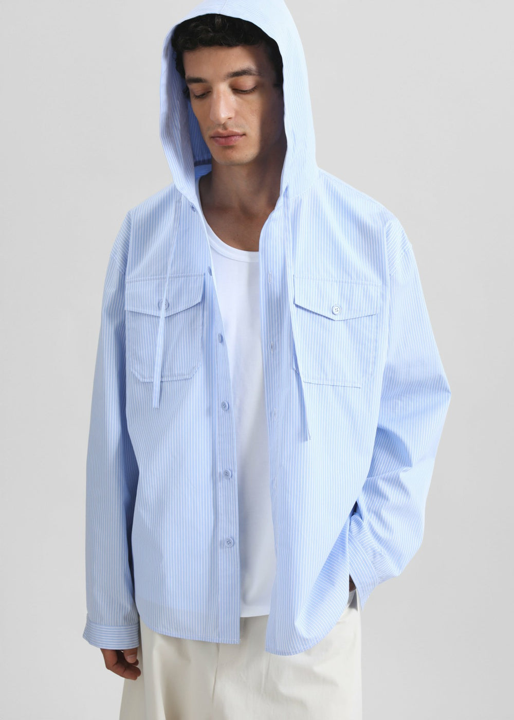 Lars Hooded Striped Jacket - Blue/White Stripe