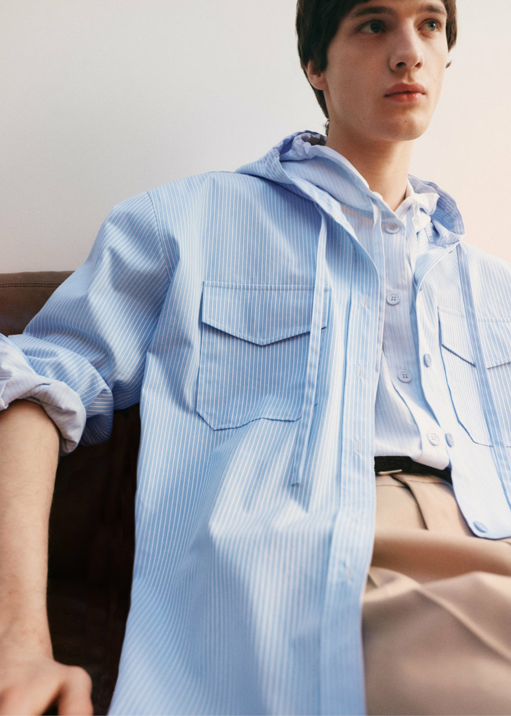 Lars Hooded Striped Jacket - Blue/White Stripe