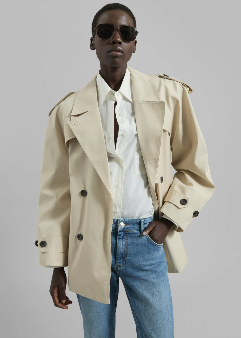 Mysen Short Convertible Trench - Ecru