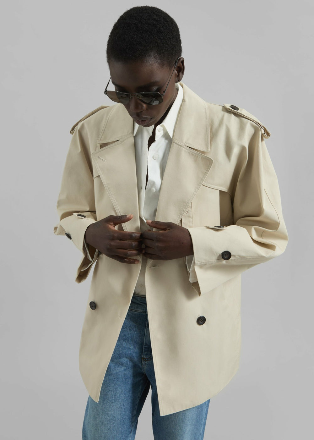 Mysen Short Convertible Trench - Ecru
