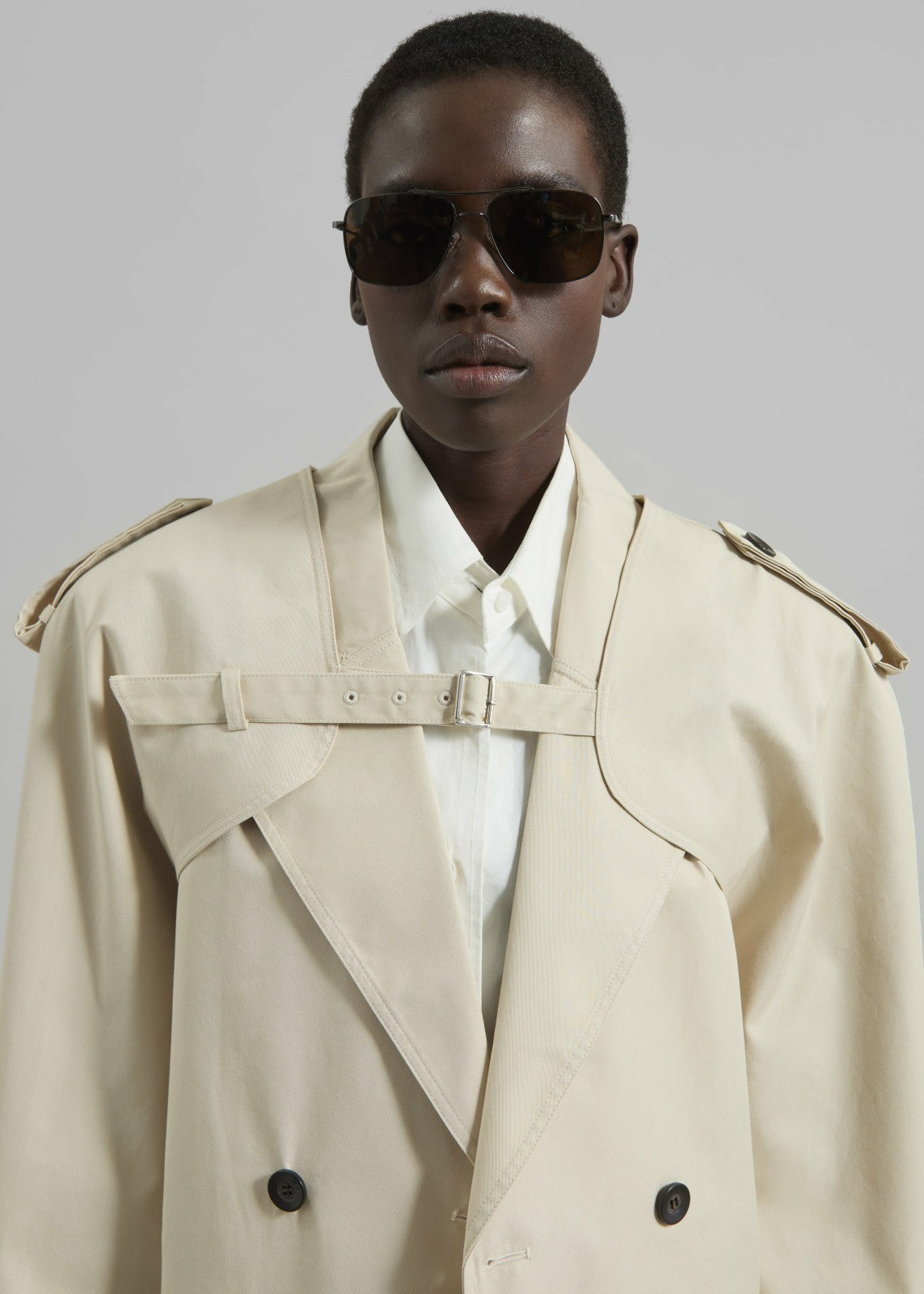Mysen Short Convertible Trench - Ecru