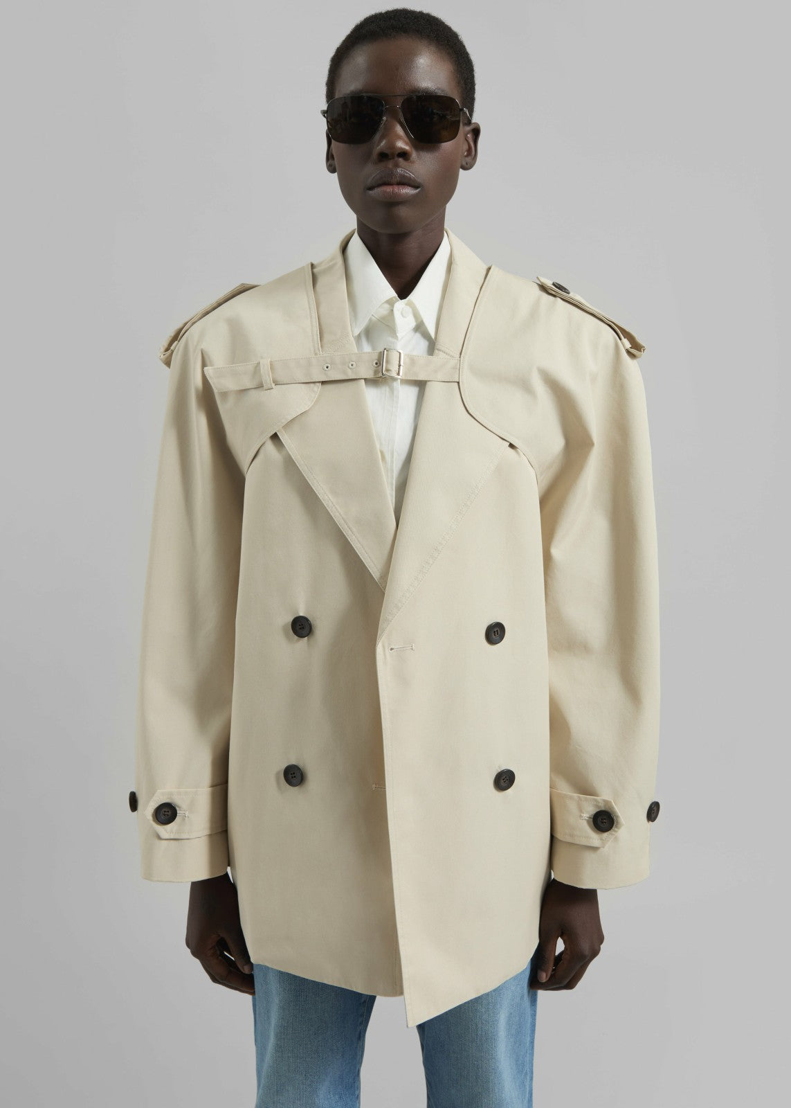 Mysen Short Convertible Trench - Ecru