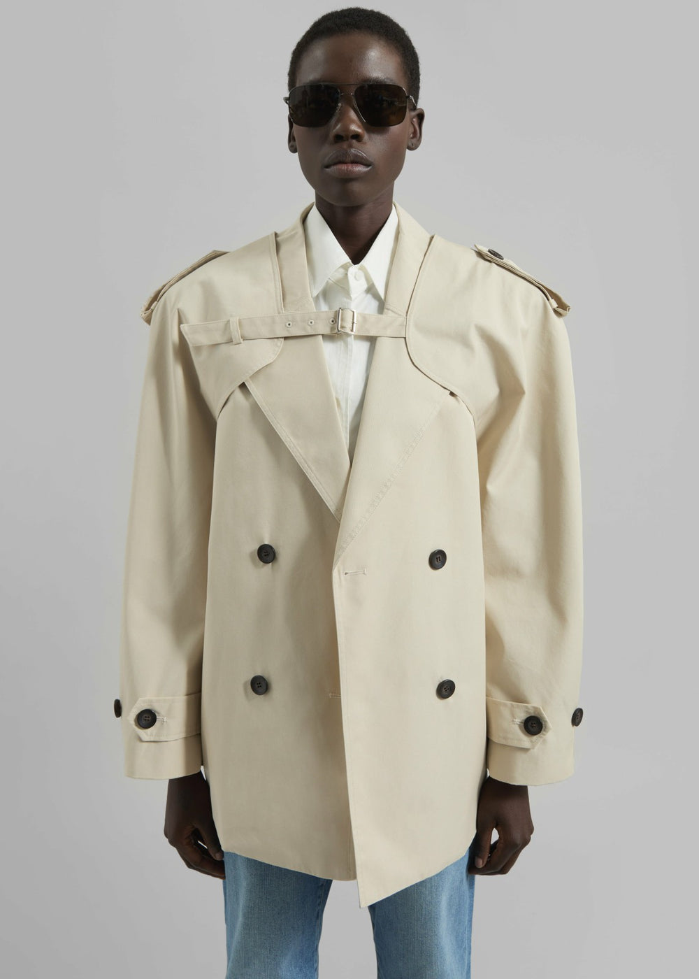Mysen Short Convertible Trench - Ecru