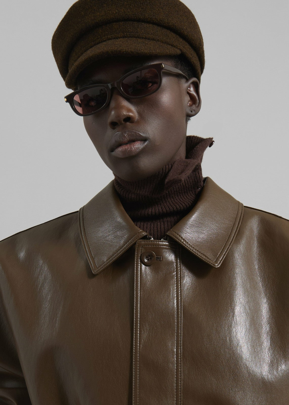 Cassel Faux Leather Jacket - Brown