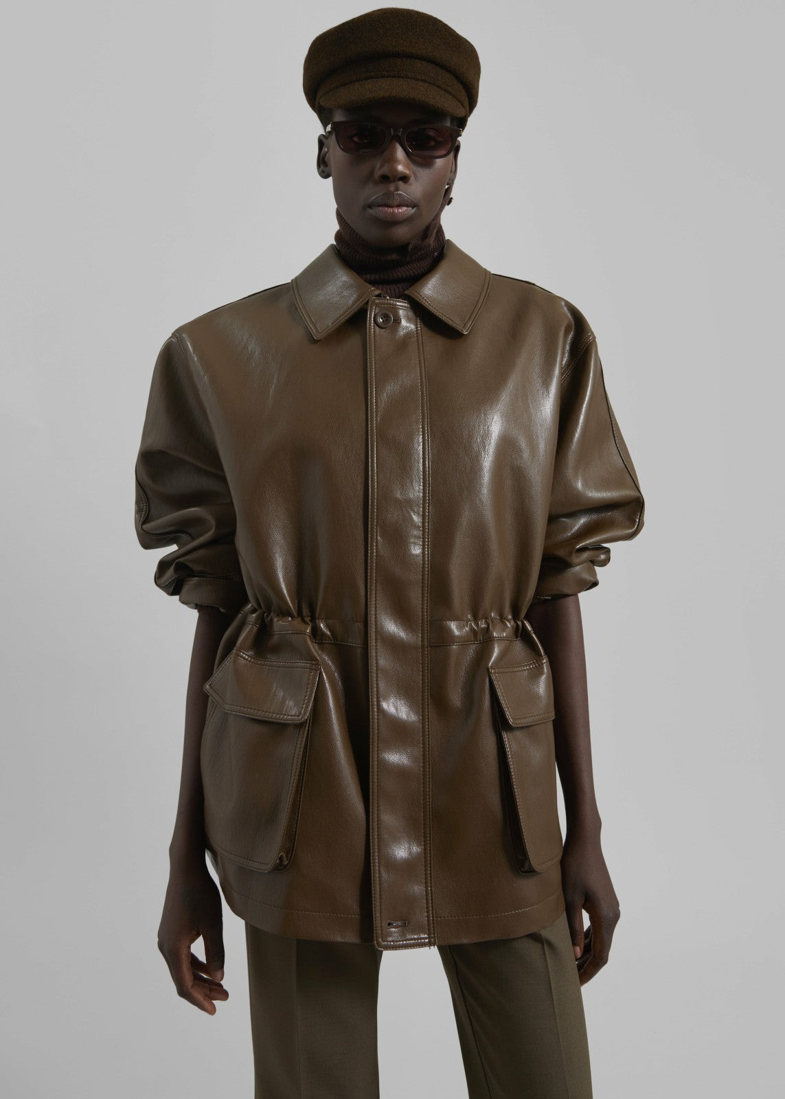 Cassel Faux Leather Jacket - Brown