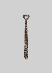Lene Leopard Print Tie - Brown