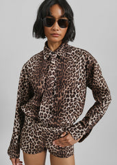 Lene Leopard Print Tie - Brown