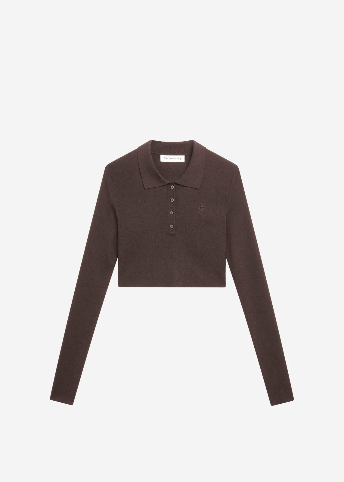 Giselle Cropped Knit Polo - Brown