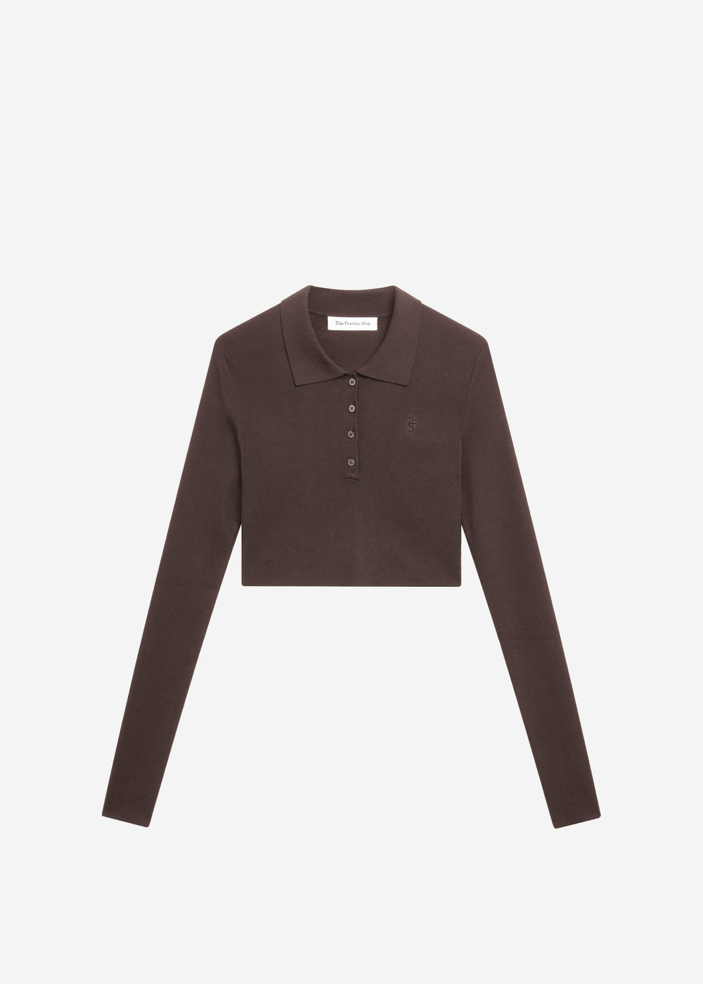 Giselle Cropped Knit Polo - Brown