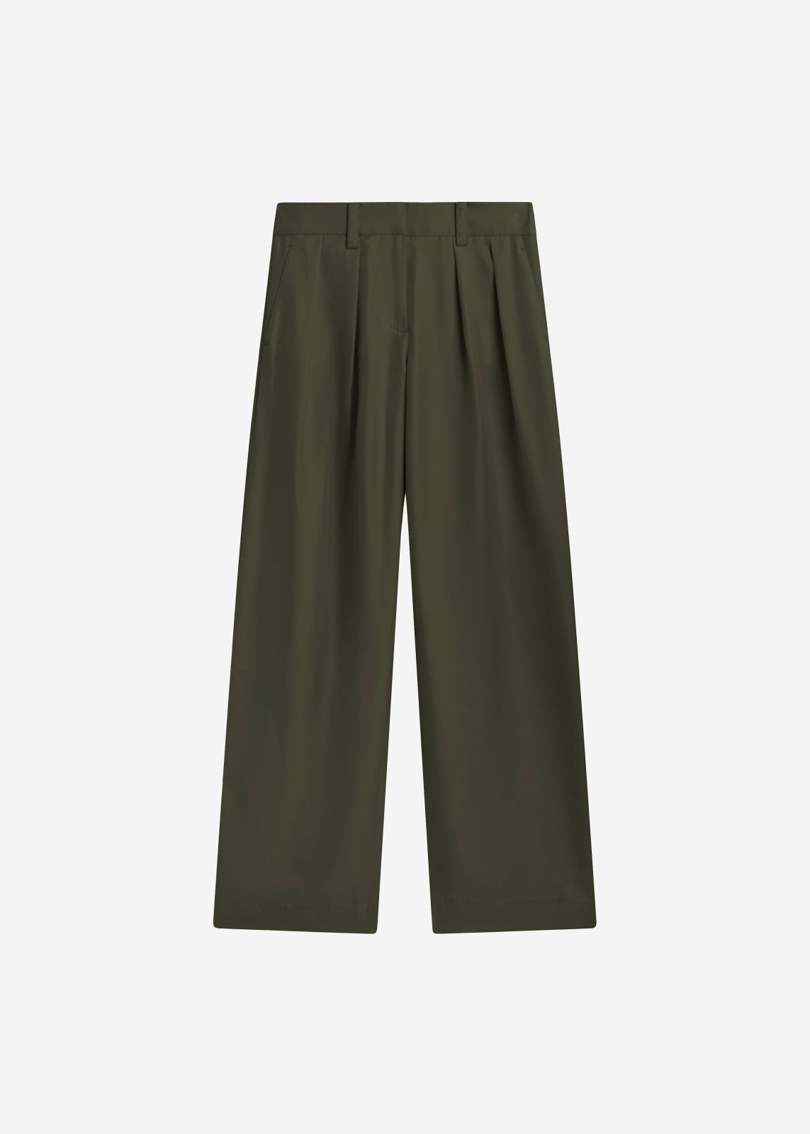 Marfa Pleated Silk Trousers - Khaki