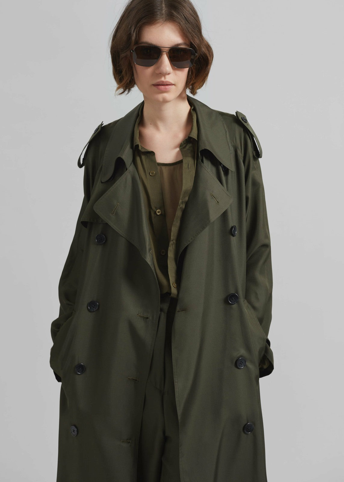 Veyron Silk Trench - Khaki
