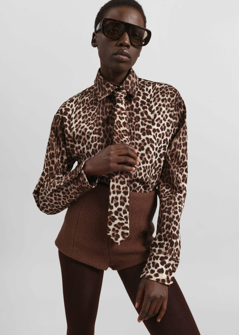 Lui Leopard Print Shirt - Brown