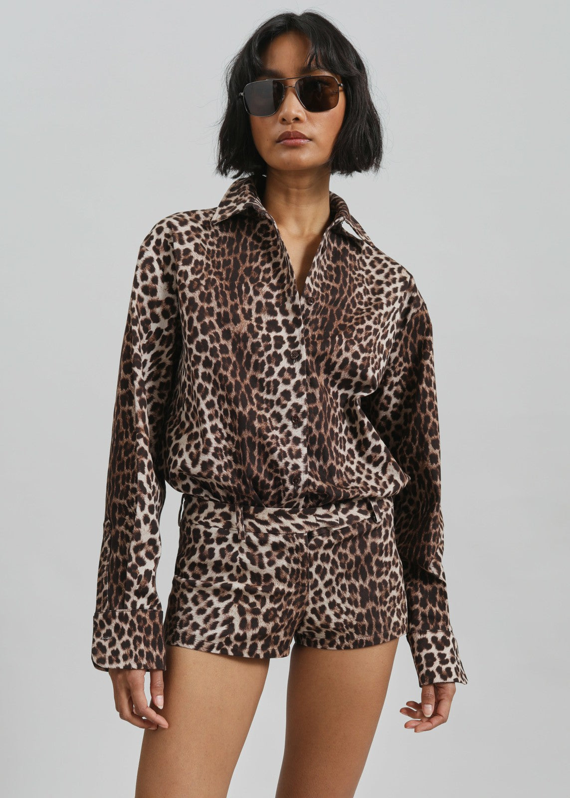 Lui Leopard Print Shirt - Brown