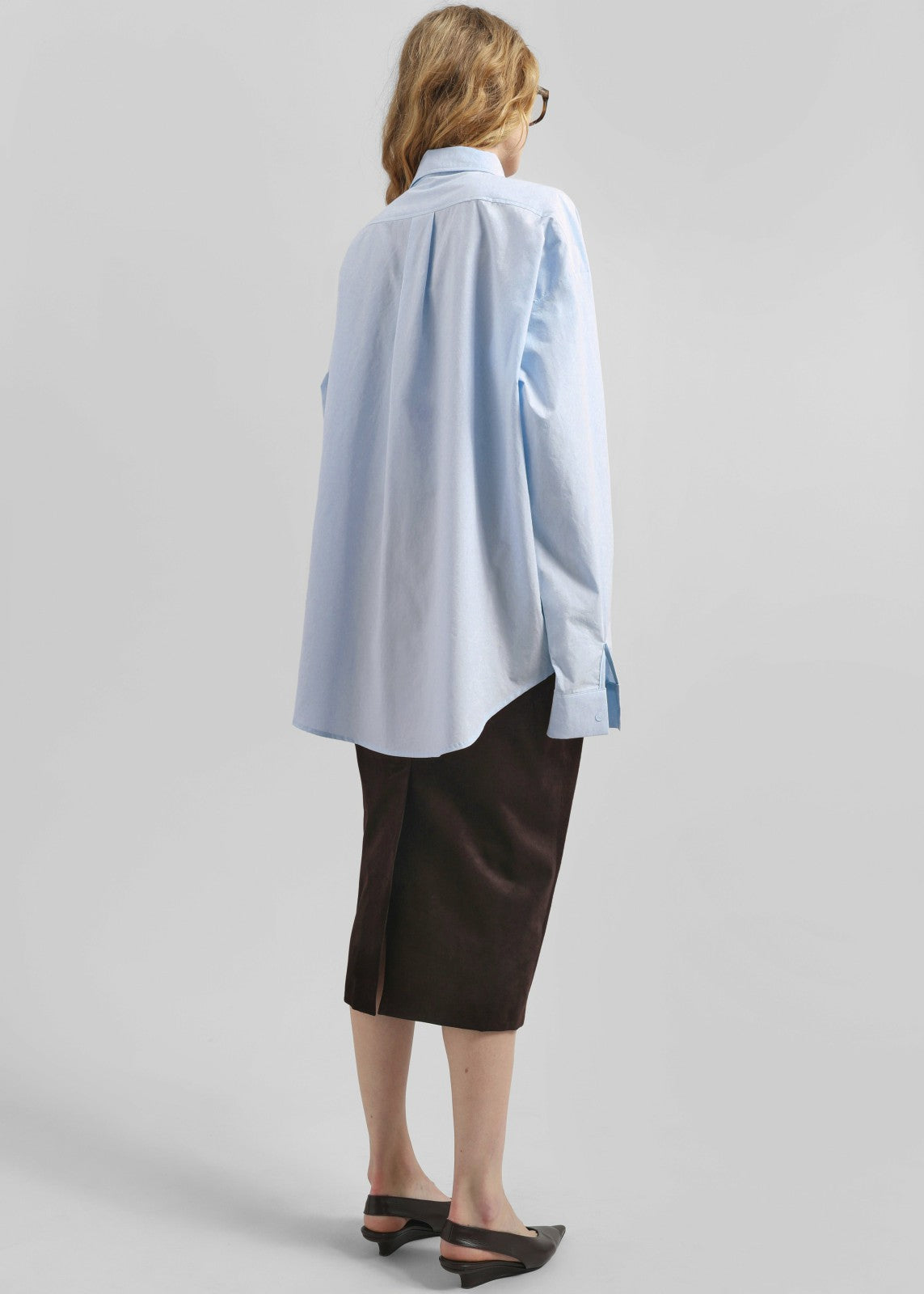 Volda Asymmetric Button-Up Shirt - Sky Blue