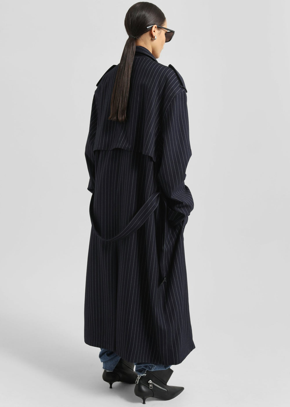 Salford Pinstripe Trench - Navy