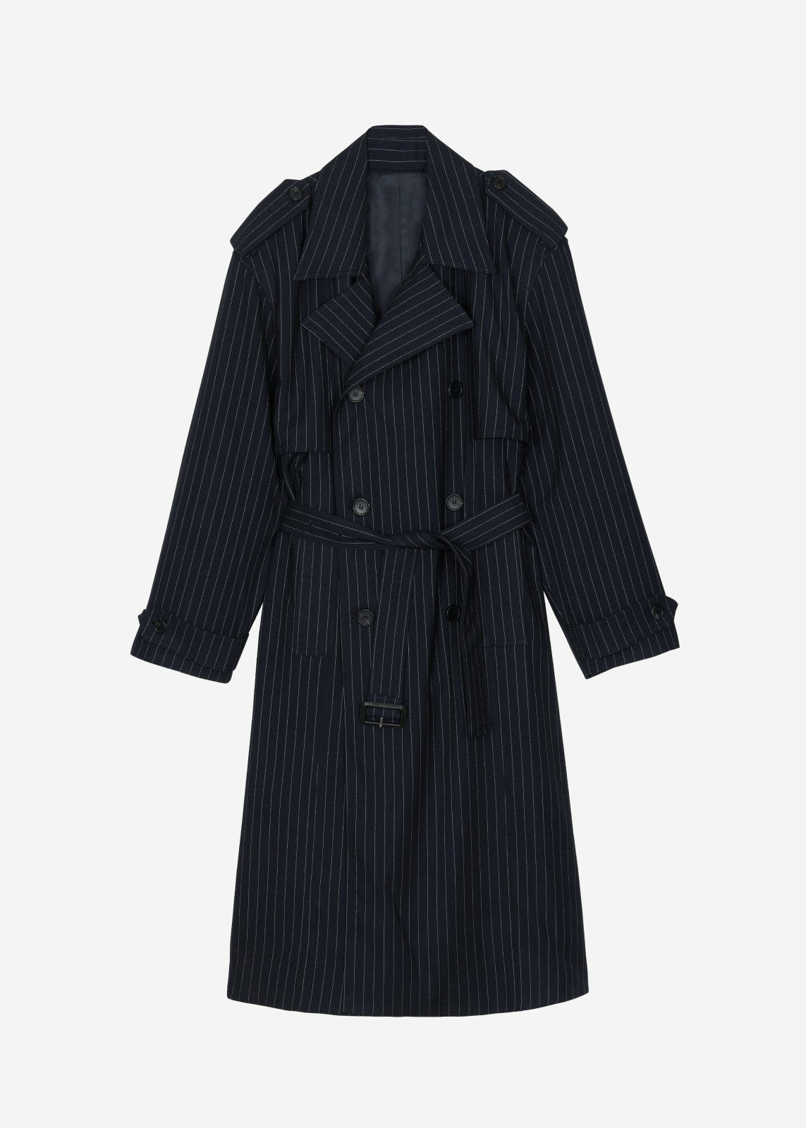 Salford Pinstripe Trench - Navy
