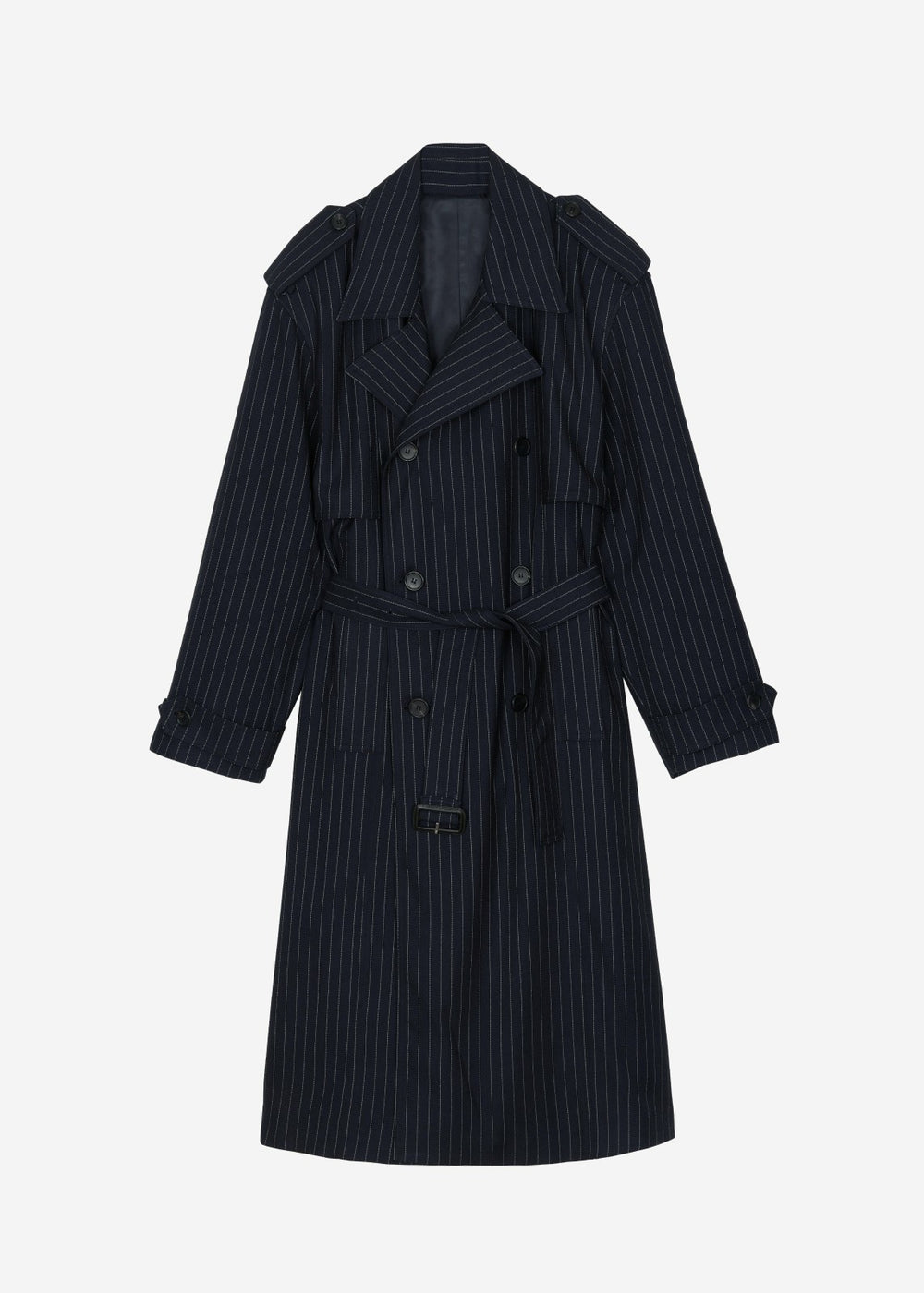 Salford Pinstripe Trench - Navy