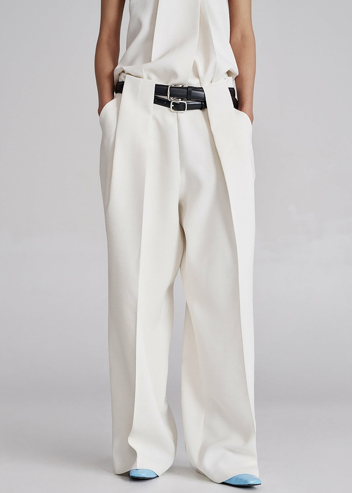 Corsham Pleated Trousers - White
