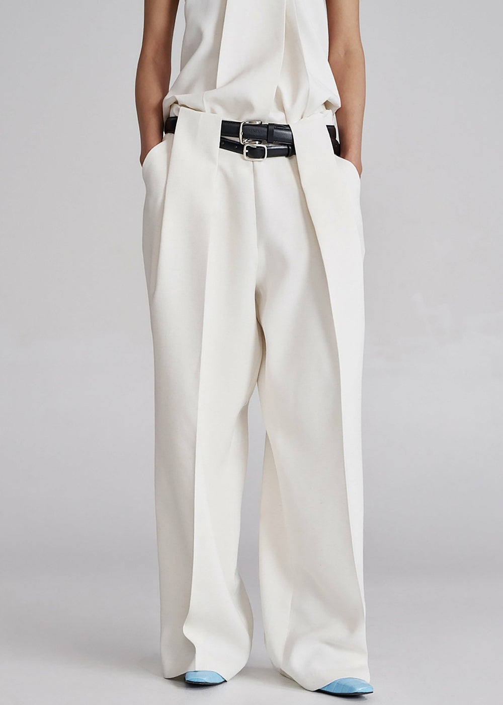 Corsham Pleated Trousers - White