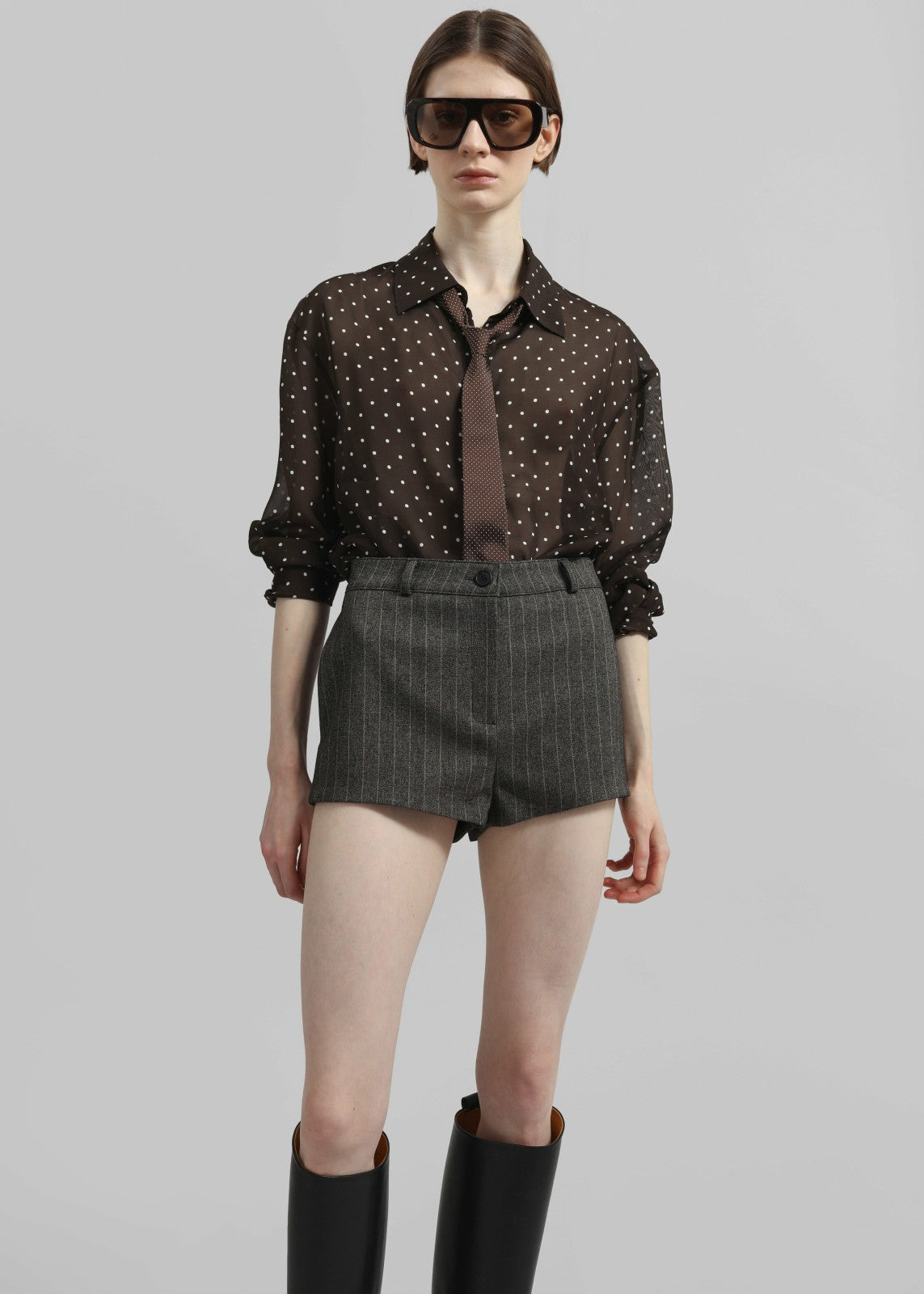 Tenby Striped Hot Pants - Brown Melange