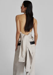 Corsham Halter Wrap Top - Beige Melange