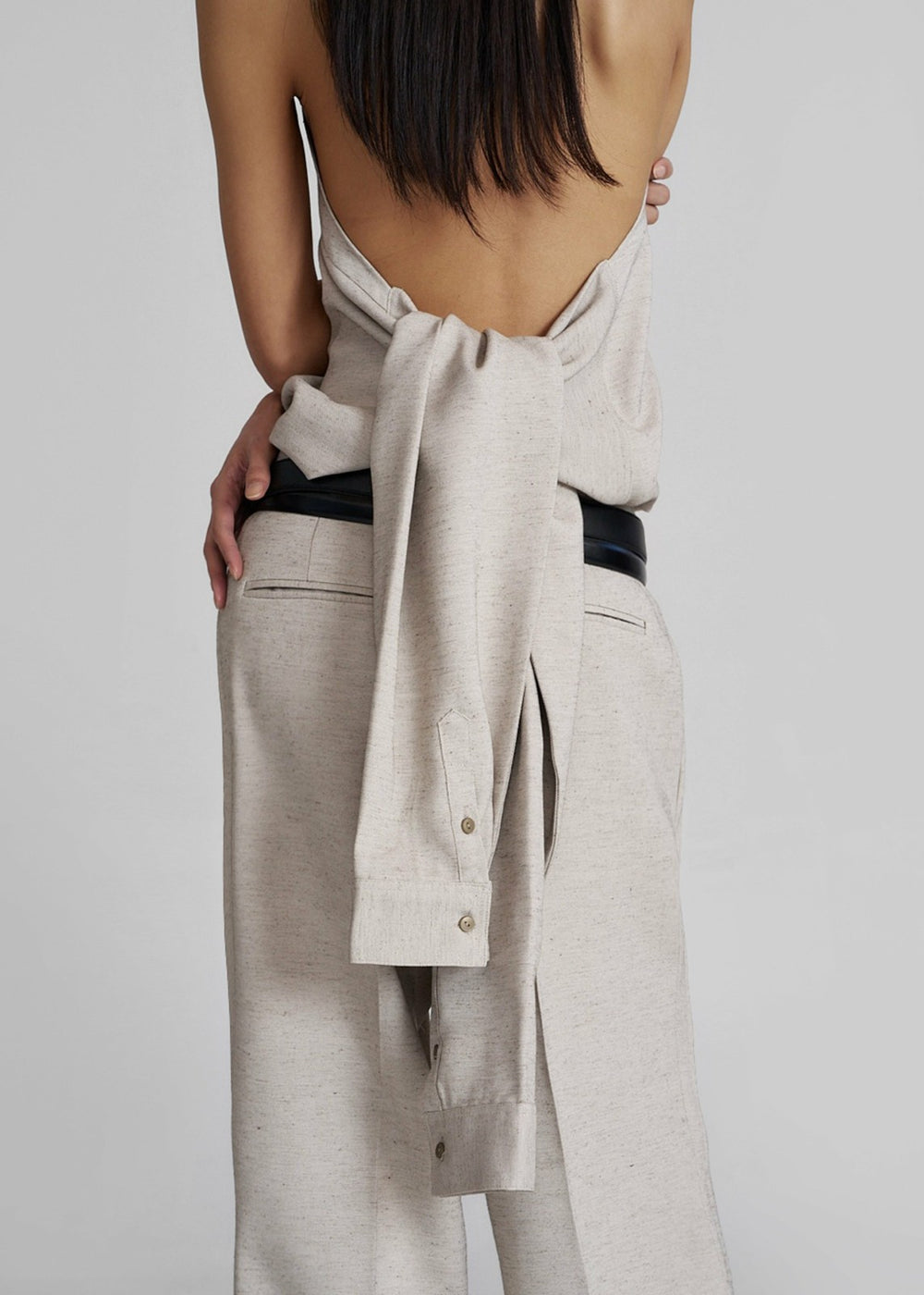 Corsham Halter Wrap Top - Beige Melange