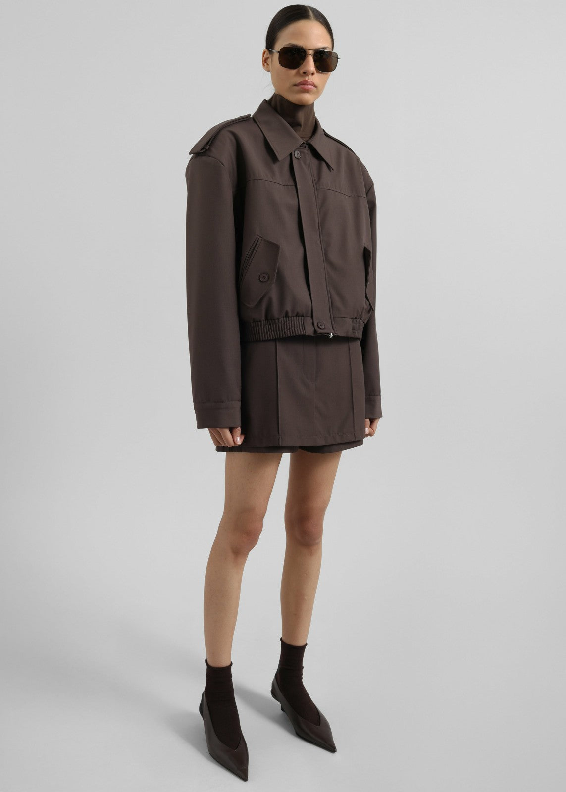 Hyde Cropped Bomber - Brown