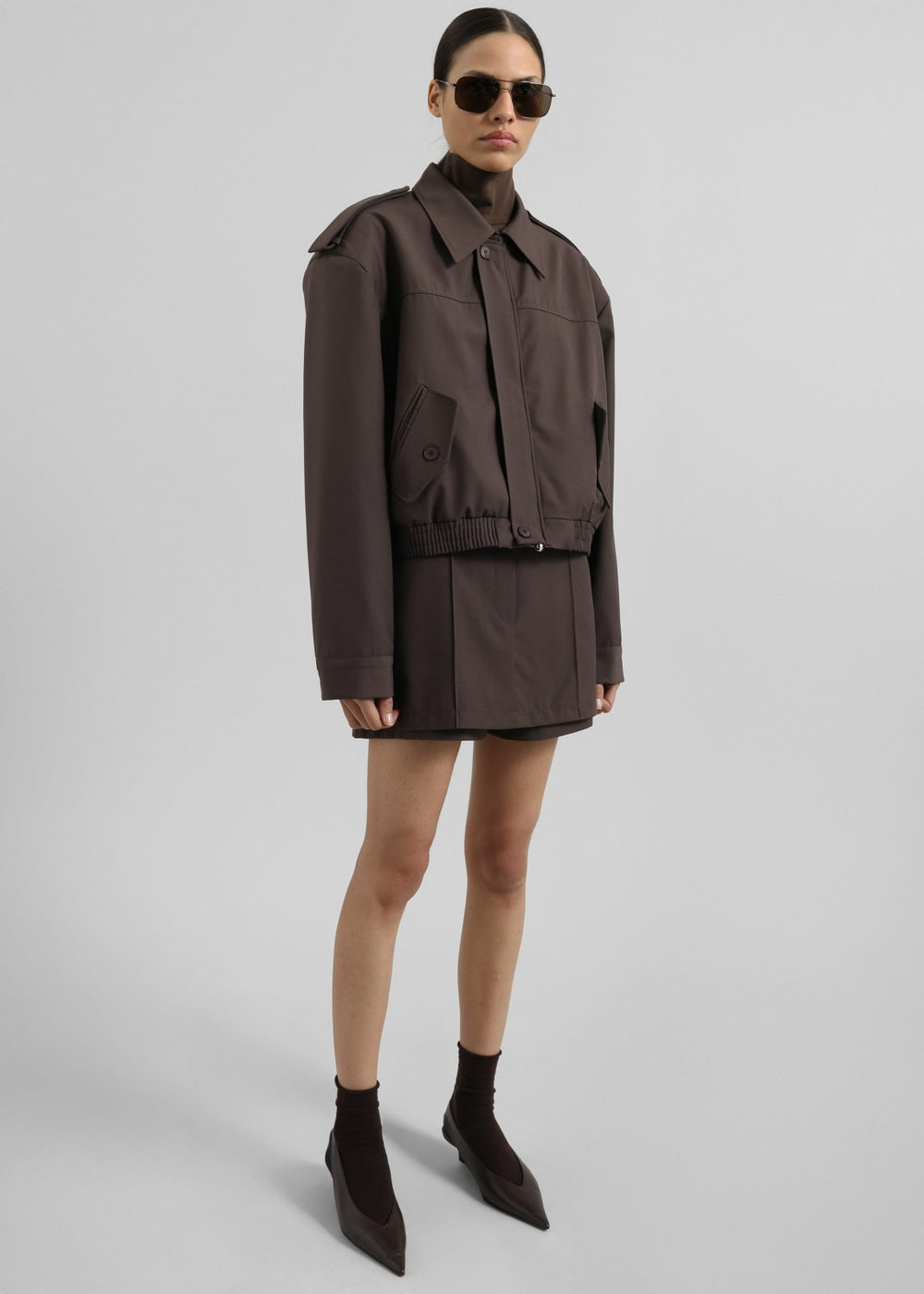 Hyde Cropped Bomber - Brown