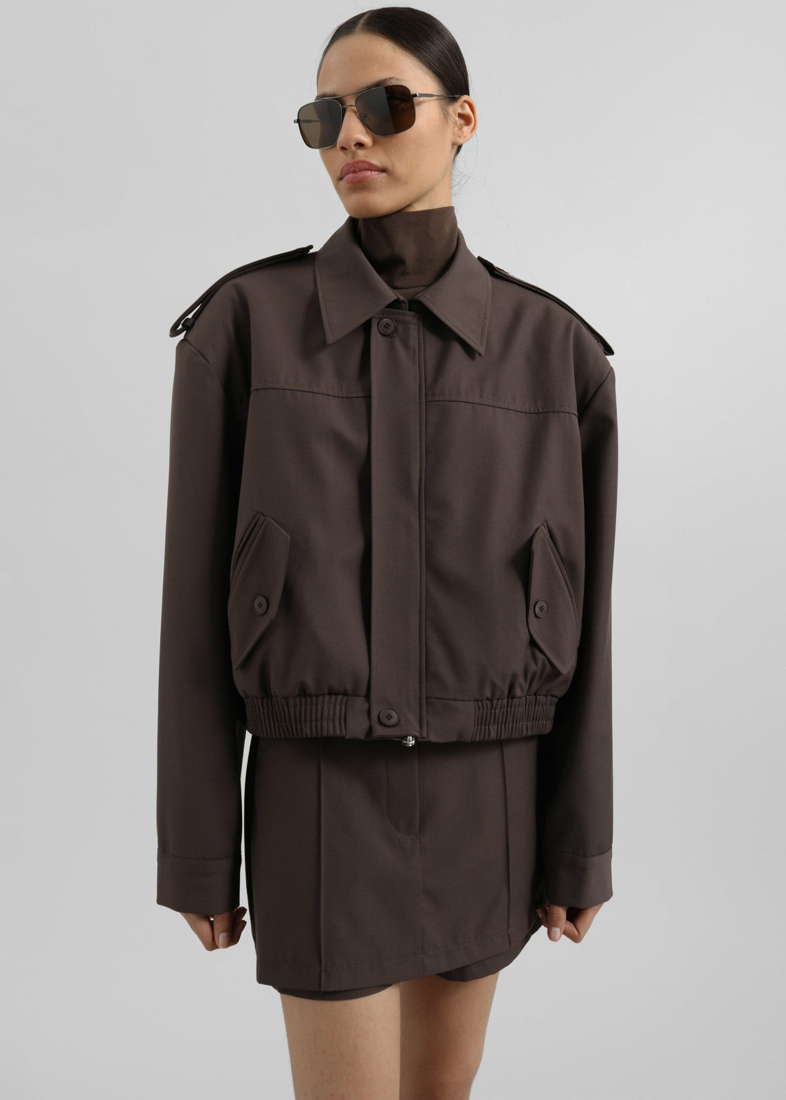 Hyde Cropped Bomber - Brown