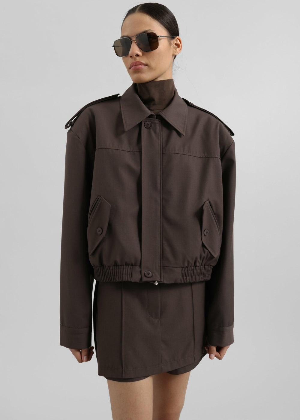 Hyde Cropped Bomber - Brown