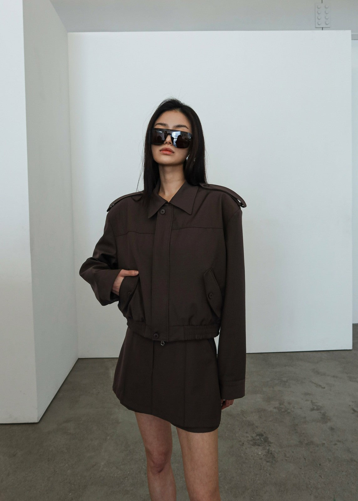 Hyde Cropped Bomber - Brown