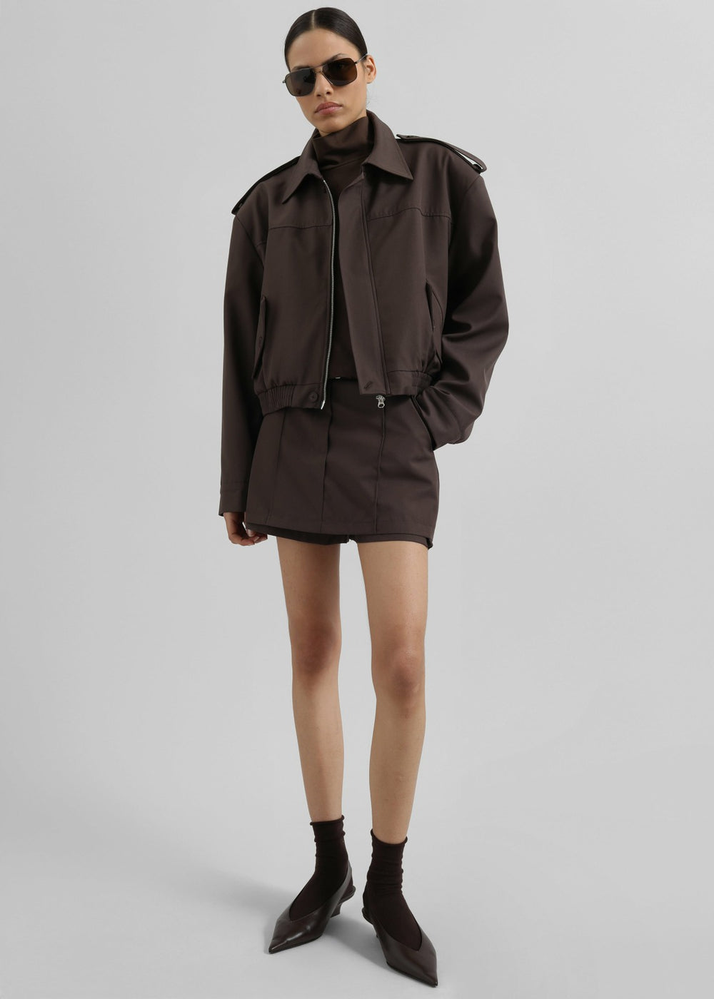 Hyde Cropped Bomber - Brown