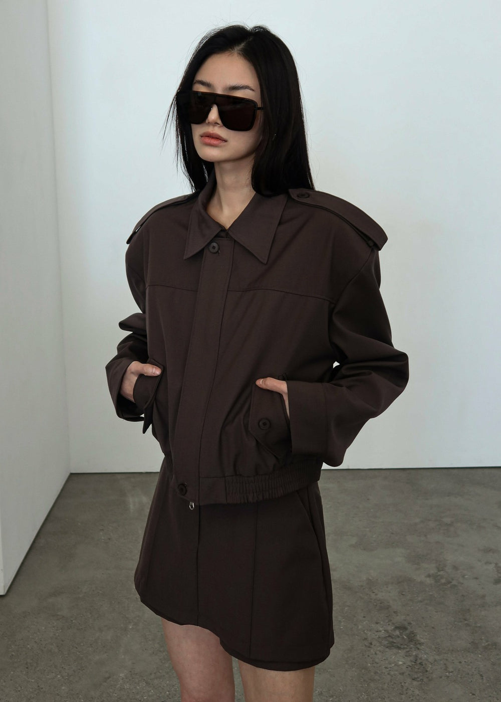 Hyde Cropped Bomber - Brown