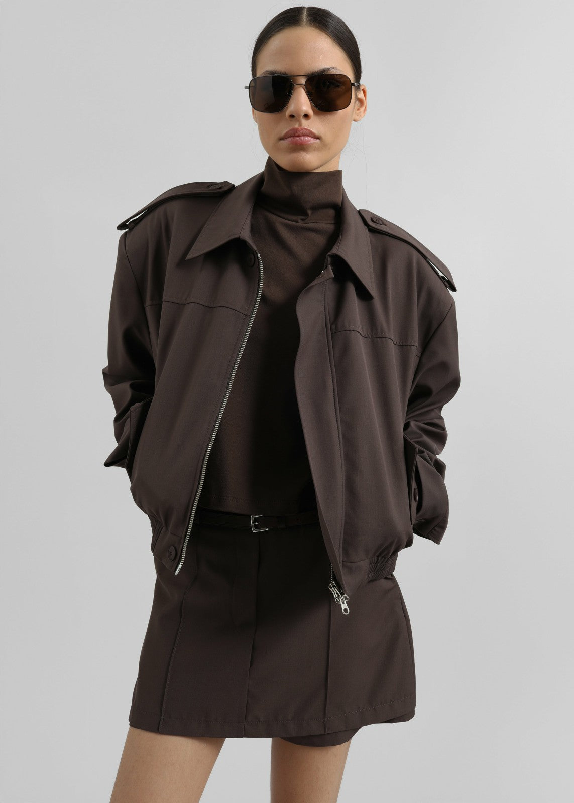 Hyde Cropped Bomber - Brown