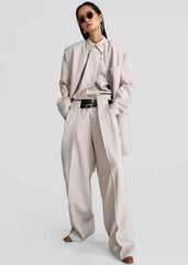 Corsham Pleated Trousers - Beige Melange