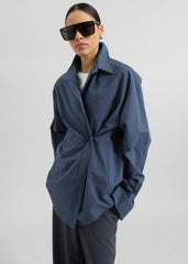 Volda Asymmetric Button-Up Shirt - Navy