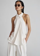 Corsham Halter Wrap Top - White