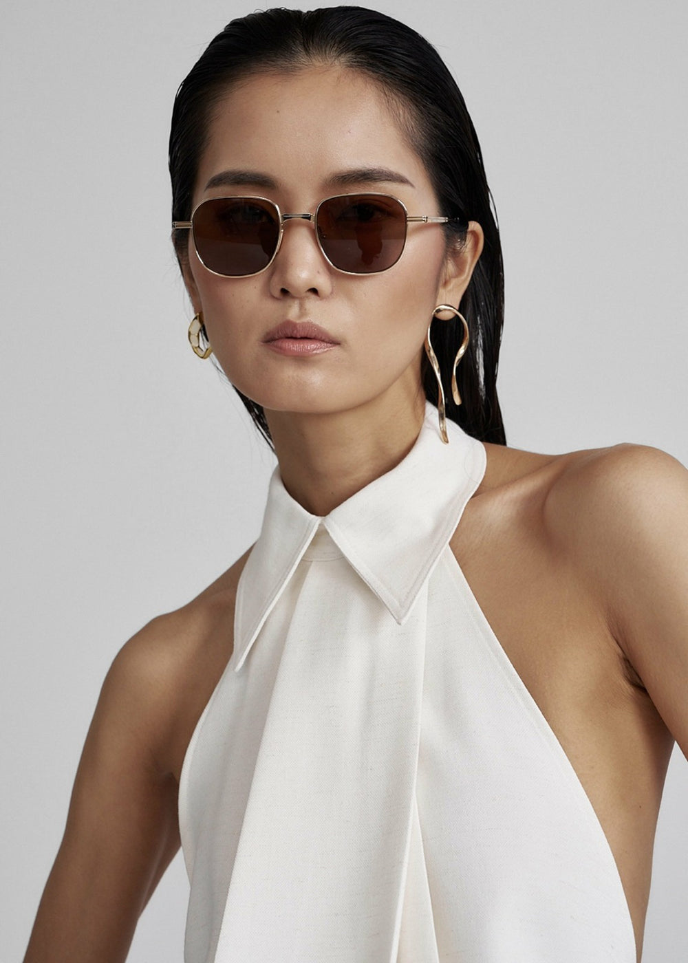 Corsham Halter Wrap Top - White