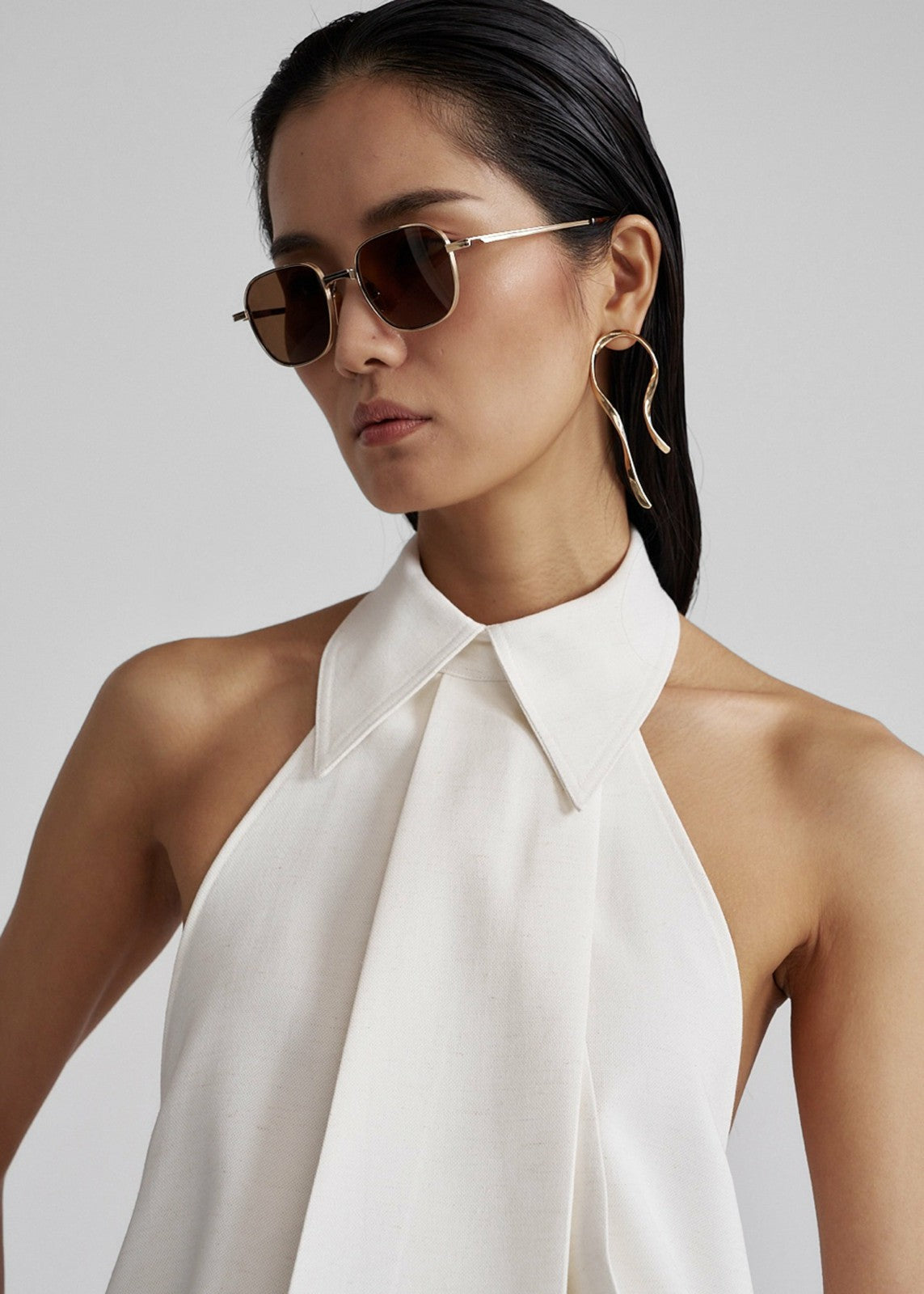 Corsham Halter Wrap Top - White