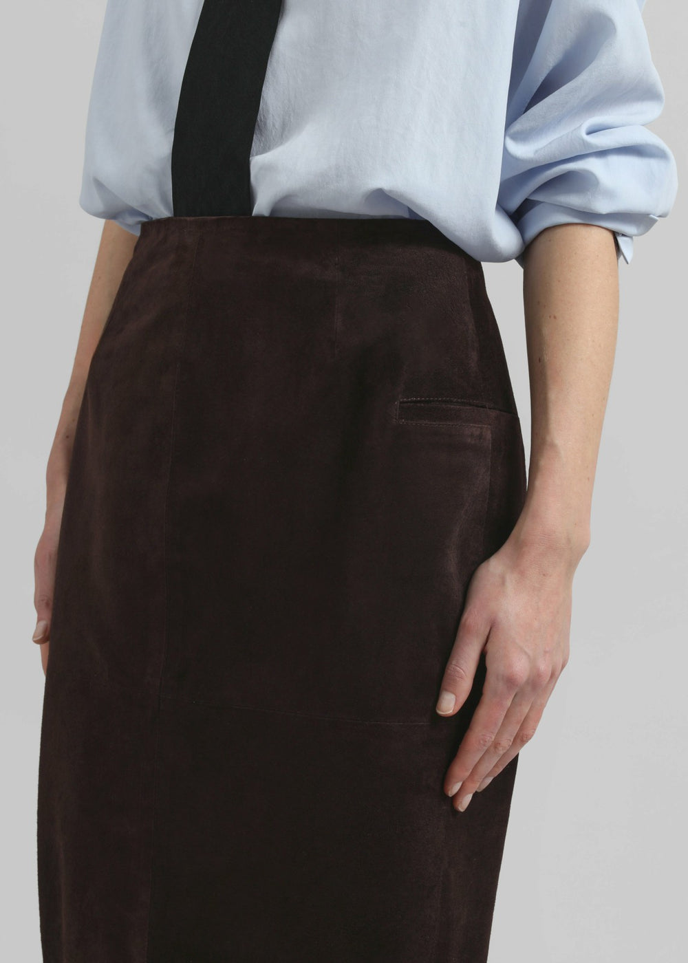 Salnor Suede Midi Skirt - Dark Brown