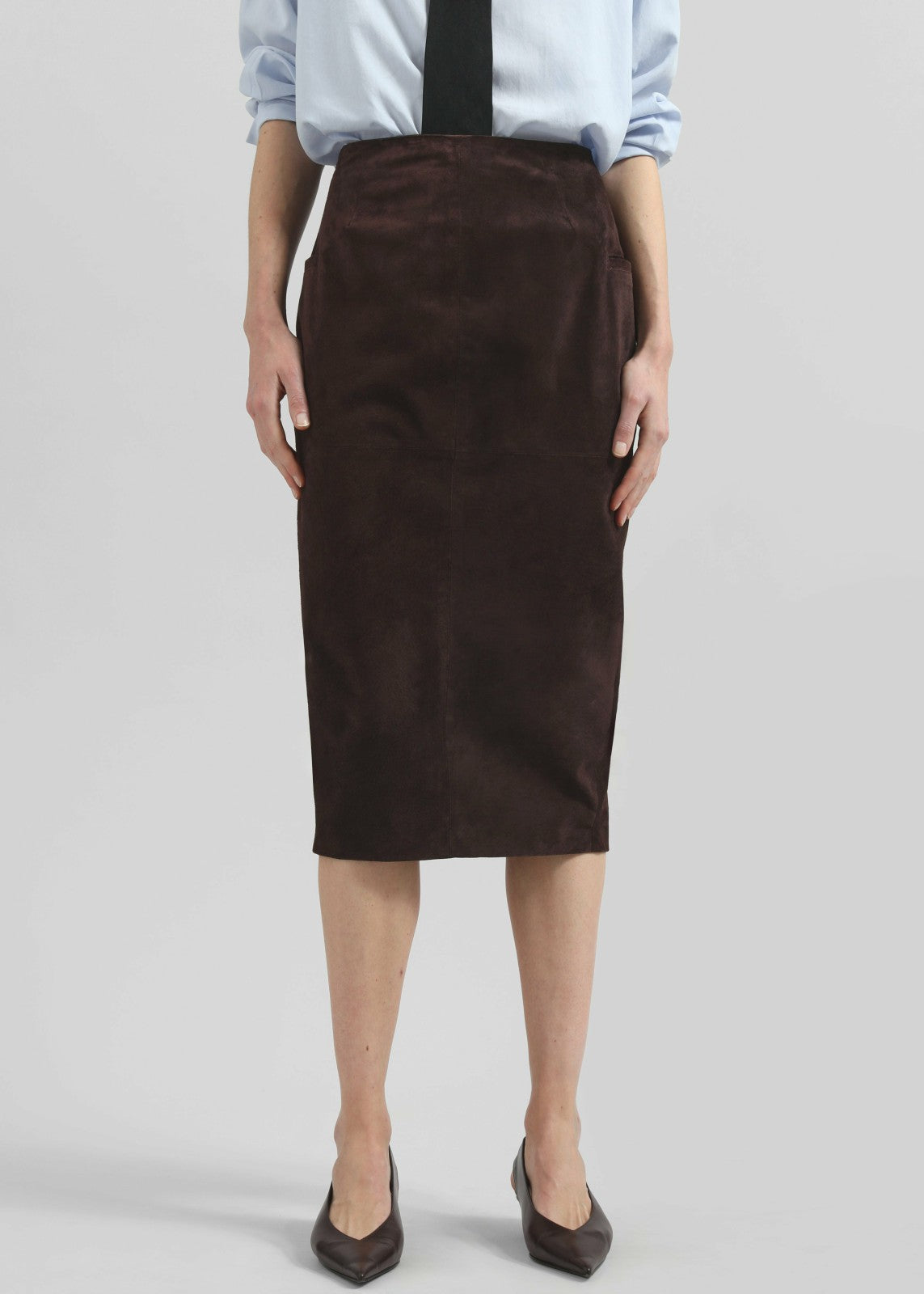 Salnor Suede Midi Skirt - Dark Brown