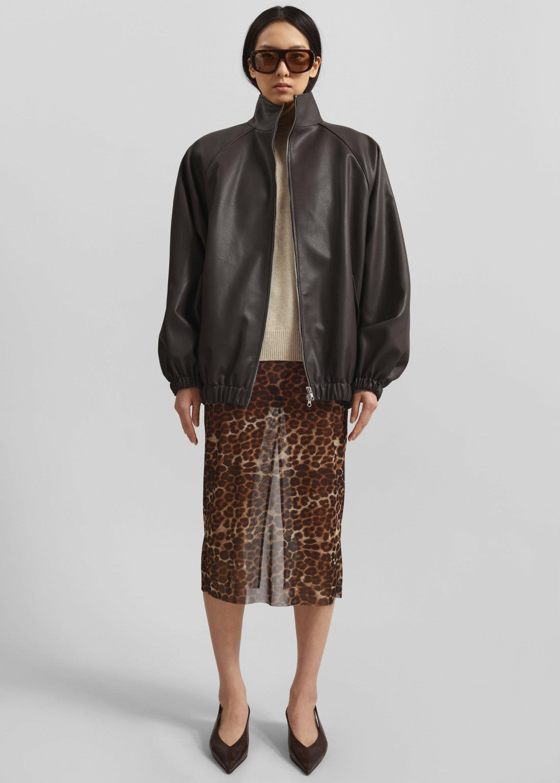 Suva Sheer Leopard Skirt - Brown