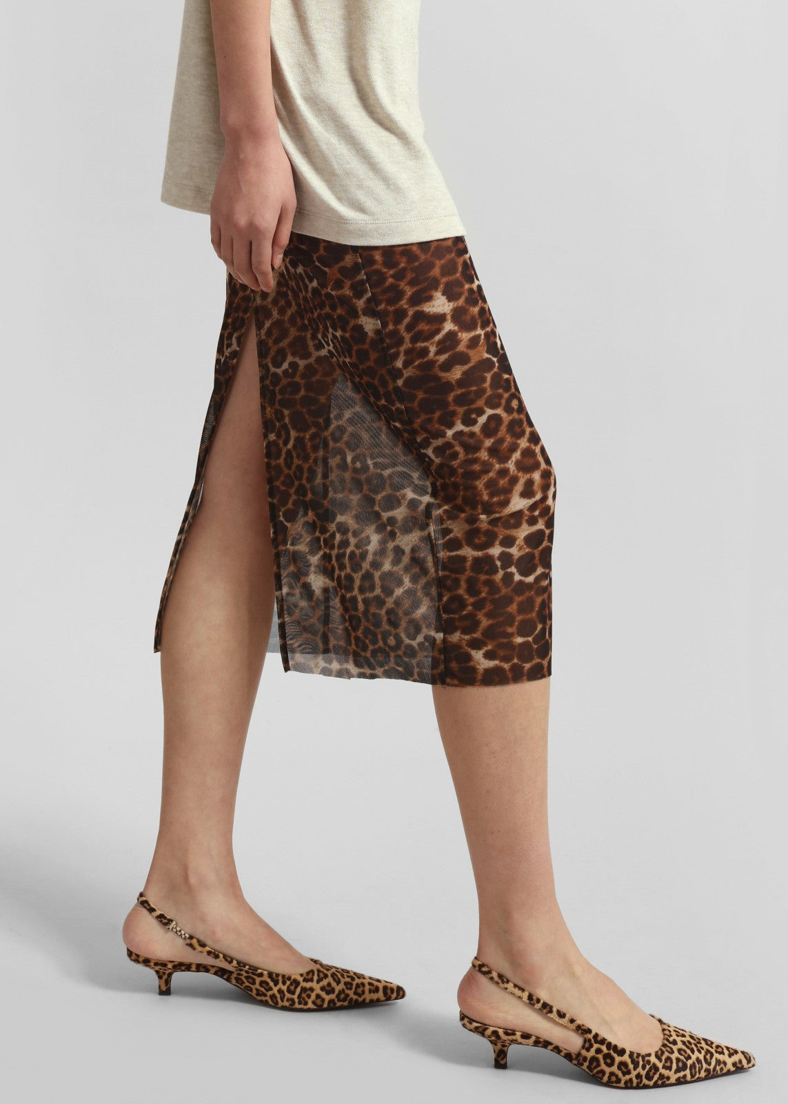 Suva Sheer Leopard Skirt - Brown