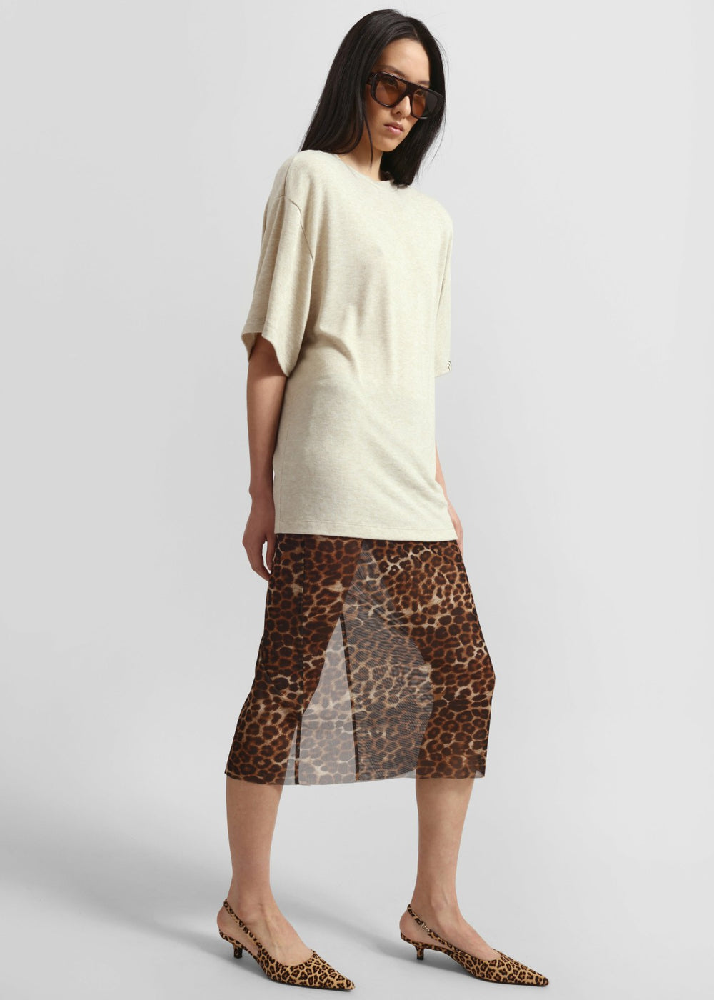 Suva Sheer Leopard Skirt - Brown