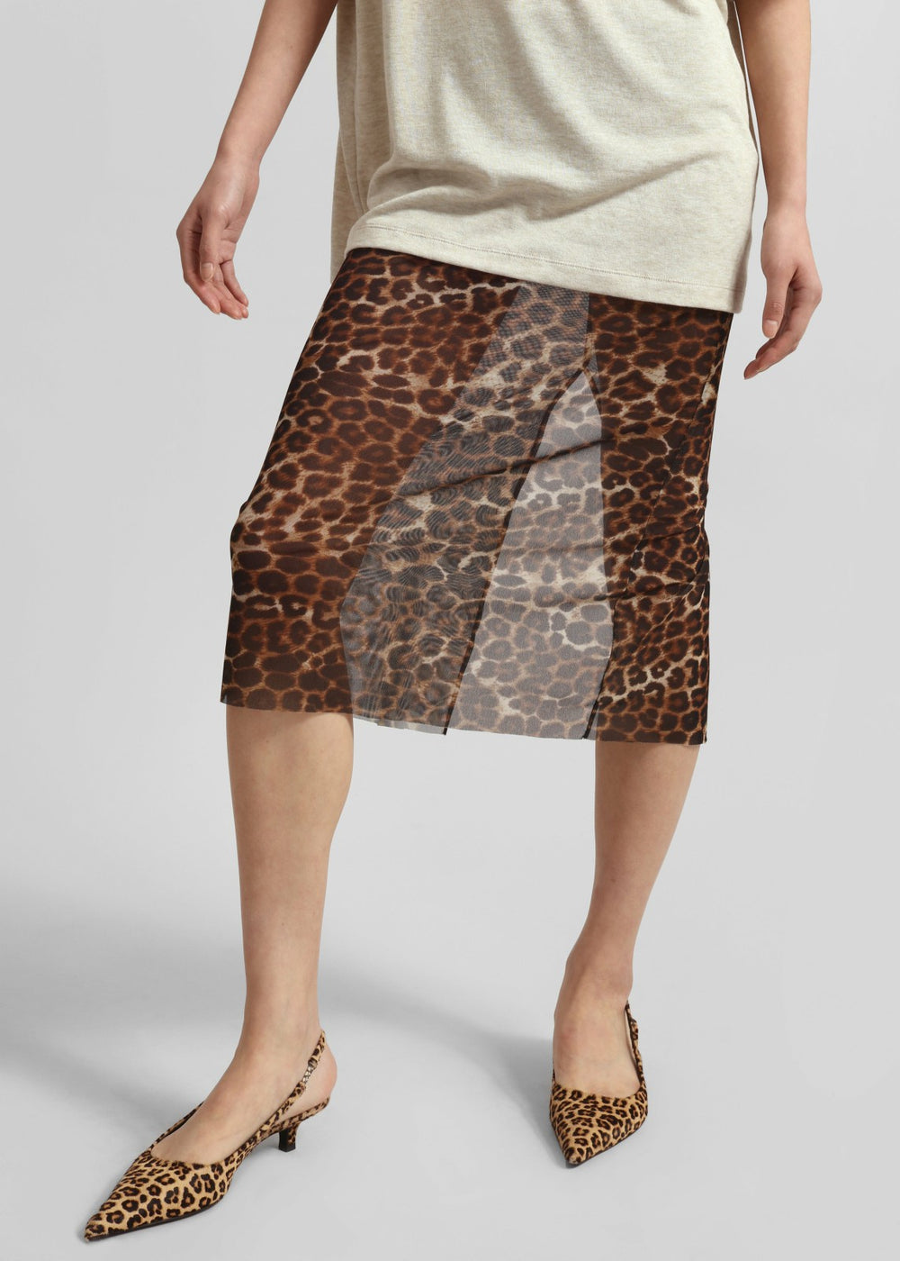 Suva Sheer Leopard Skirt - Brown