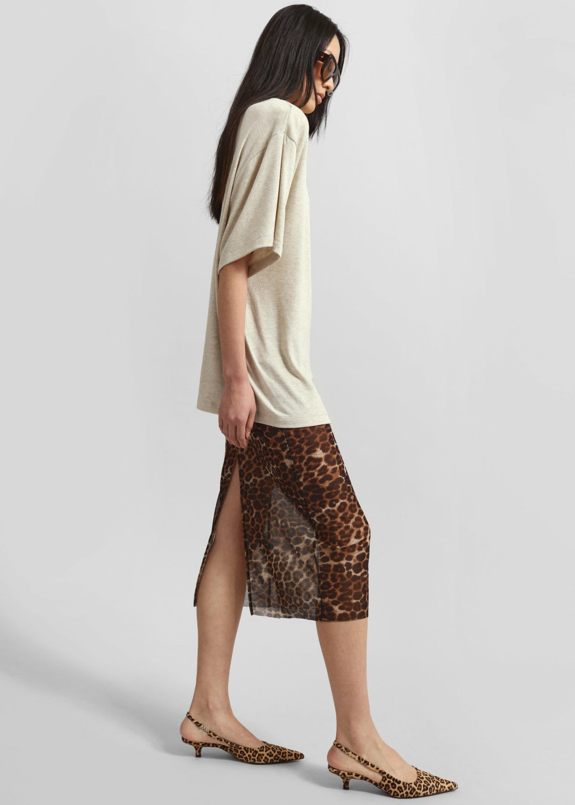 Suva Sheer Leopard Skirt - Brown
